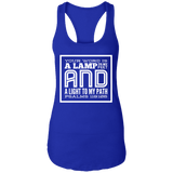 Bible Verse Ladies Ideal Racerback Tank - "Psalm 119:105" Design 12 (White Font) - Meditate Healing Christian Store