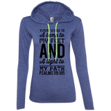 Bible Verse Ladies' Long Sleeve T-Shirt Hoodie - "Psalm 119:105" Design 3 (Black Font) - Meditate Healing Christian Store