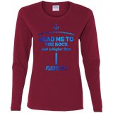 Bible Verse Ladies' Cotton Long Sleeve T-Shirt - "Psalm 61:2" Design 1 - Meditate Healing Christian Store