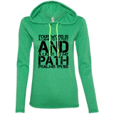 Bible Verse Ladies' Long Sleeve T-Shirt Hoodie - "Psalm 119:105" Design 7 (Black Font) - Meditate Healing Christian Store