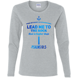 Bible Verse Ladies' Cotton Long Sleeve T-Shirt - "Psalm 61:2" Design 1 - Meditate Healing Christian Store