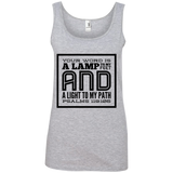 Bible Verses Ladies' 100% Ringspun Cotton Tank Top - "Psalm 119:105" Design 12 (Black Font) - Meditate Healing Christian Store