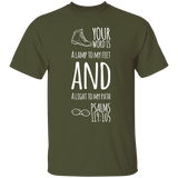 Bible Verse Men 5.3 oz. T-Shirt - "Psalm 119:105" Design 20 (White Font) - Meditate Healing Christian Store