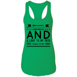 Bible Verses Ladies Ideal Racerback Tank - "Psalm 119:105" Design 14 (Black Font) - Meditate Healing Christian Store
