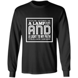 Bible Verse Long Shirt Ultra Cotton T-Shirt - "Psalm 119:105" Design 12 (White Font) - Meditate Healing Christian Store