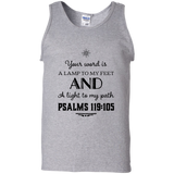 Bible Verse Men 100% Cotton Tank Top - "Psalm 119:105" Design 5 (Black Font) - Meditate Healing Christian Store