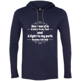 Bible Verse Men Long Sleeve T-Shirt Hoodie - "Psalm 119:105" Design 1 (White Font) - Meditate Healing Christian Store