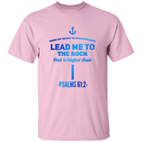 Bible Verse Men 5.3 oz. T-Shirt - "Psalm 61:2" Design 1 - Meditate Healing Christian Store