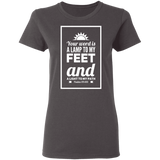 Bible Verse Ladies' 5.3 oz. T-Shirt - "Psalm 119:105" Design 2 (White Font) - Meditate Healing Christian Store
