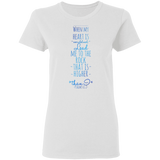Bible Verses Ladies' 5.3 oz. T-Shirt - "Psalm 61:2" Design 2 - Meditate Healing Christian Store