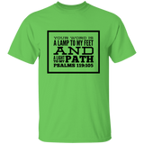 Bible Verse Men 5.3 oz. T-Shirt - "Psalm 119:105" Design 13 (Black Font) - Meditate Healing Christian Store