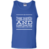 Bible Verse Men 100% Cotton Tank Top - "Psalm 119:105" Design 10 (White Font) - Meditate Healing Christian Store