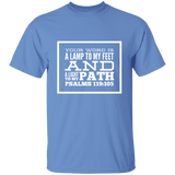 Bible Verse Men 5.3 oz. T-Shirt - "Psalm 119:105" Design 13 (White Font) - Meditate Healing Christian Store