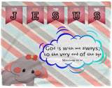 Hope Inspiring Kids Snuggly Blanket - God Is With Me Always ~Matthew 28:20~ (Design: Elephant)