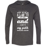 Bible Verse Men Long Sleeve T-Shirt Hoodie - "Psalm 119:105" Design 17 (White Font) - Meditate Healing Christian Store