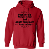 Bible Verse Men G185 Pullover Hoodie 8 oz. - Your Word Is Light To My Path ~Psalm 119:105~ Design 1