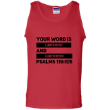 Bible Verse Men 100% Cotton Tank Top - "Psalm 119:105" Design 21 (Black Font) - Meditate Healing Christian Store