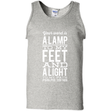 Bible Verse Men 100% Cotton Tank Top - "Psalm 119:105" Design 4 (White Font) - Meditate Healing Christian Store