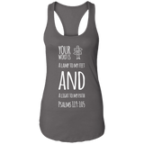 Bible Verse Ladies Ideal Racerback Tank - "Psalm 119:105" Design 19 (White Font) - Meditate Healing Christian Store
