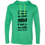 Bible Verse Men Long Sleeve T-Shirt Hoodie - "Psalm 119:105" Design 6 (Black Font) - Meditate Healing Christian Store