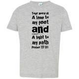 Bible Verse Toddler Jersey T-Shirt - "Psalm 119:105" Design 6 (Black Font) - Meditate Healing Christian Store