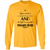Bible Verse Long Sleeve  Ultra Cotton T-Shirt - "Psalm 119:105" Design 5 (Black Font) - Meditate Healing Christian Store