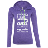 Bible Verse Ladies' Long Sleeve T-Shirt Hoodie - "Psalm 119:105" Design 17 (White Font) - Meditate Healing Christian Store