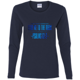 Bible Verse Ladies' Cotton Long Sleeve T-Shirt - "Psalms 61:2" Design 4 - Meditate Healing Christian Store