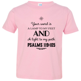 Bible Verse Toddler Jersey T-Shirt - "Psalm 119:105" Design 5 (Black Font) - Meditate Healing Christian Store