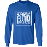 Bible Verse Long Shirt Ultra Cotton T-Shirt - "Psalm 119:105" Design 12 (White Font) - Meditate Healing Christian Store