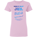 Bible Verses Ladies' 5.3 oz. T-Shirt - "Psalm 61:2" Design 18 - Meditate Healing Christian Store