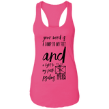 Bible Verses Ladies Ideal Racerback Tank - "Psalm 119:105" Design 18 (Black Font) - Meditate Healing Christian Store