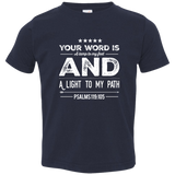 Bible Verse Toddler Jersey T-Shirt - "Psalm 119:105" Design 16 (White Font) - Meditate Healing Christian Store