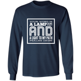 Bible Verse Long Shirt Ultra Cotton T-Shirt - "Psalm 119:105" Design 12 (White Font) - Meditate Healing Christian Store
