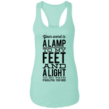 Bible Verses Ladies Ideal Racerback Tank - "Psalm 119:105" Design 4 (Black Font) - Meditate Healing Christian Store