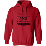 Bible Verse Men G185 Pullover Hoodie 8 oz. - Your Word Is Light To My Path ~Psalm 119:105~ Design 5