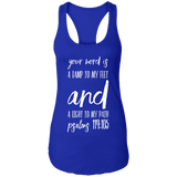 Bible Verse Ladies Ideal Racerback Tank - "Psalm 119:105" Design 9 (White Font) - Meditate Healing Christian Store