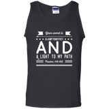 Bible Verse Men 100% Cotton Tank Top - "Psalm 119:105" Design 14 (White Font) - Meditate Healing Christian Store