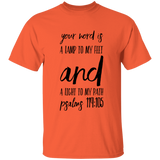 Bible Verse Men 5.3 oz. T-Shirt - "Psalm 119:105" Design 9 (Black Font) - Meditate Healing Christian Store