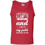 Bible Verse Men 100% Cotton Tank Top - "Psalm 119:105" Design 17 (White Font) - Meditate Healing Christian Store
