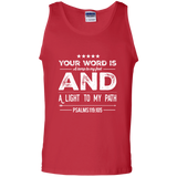 Bible Verse Men 100% Cotton Tank Top - "Psalm 119:105" Design 16 (White Font) - Meditate Healing Christian Store