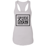 Bible Verses Ladies Ideal Racerback Tank - "Psalm 119:105" Design 13 (Black Font) - Meditate Healing Christian Store