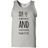 Bible Verse Men 100% Cotton Tank Top - "Psalm 119:105" Design 19 (Black Font) - Meditate Healing Christian Store