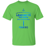 Bible Verse Men 5.3 oz. T-Shirt - "Psalm 61:2" Design 1 - Meditate Healing Christian Store