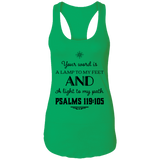 Bible Verses Ladies Ideal Racerback Tank - "Psalm 119:105" Design 5 (Black Font) - Meditate Healing Christian Store