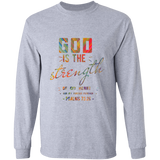 Bible Verse Long Sleeve Ultra Cotton T-Shirt - "Psalm 73:26" Design 6 - Meditate Healing Christian Store