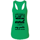 Bible Verses Ladies Ideal Racerback Tank - "Psalm 119:105" Design 17 (Black Font) - Meditate Healing Christian Store