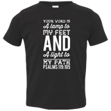 Bible Verse Toddler Jersey T-Shirt - "Psalm 119:105" Design 3 (White Font) - Meditate Healing Christian Store