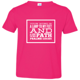 Bible Verse Toddler Jersey T-Shirt - "Psalm 119:105" Design 13 (White Font) - Meditate Healing Christian Store