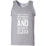 Bible Verse Men 100% Cotton Tank Top - "Psalm 119:105" Design 3 (White Font) - Meditate Healing Christian Store
